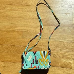 Vera Bradley All in One Crossbody Bag Aqua Multi Ikat print